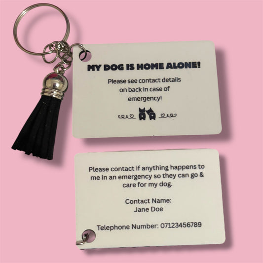 Emergency Dog Home Alone Keyring